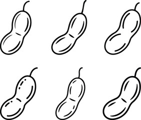 Set of Minimalist hand drawn soybean outline icon vector