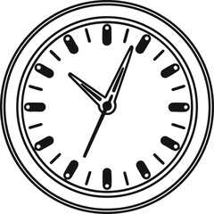 Minimal Line Art Outline Drawing of a Round Wall Clock Icon