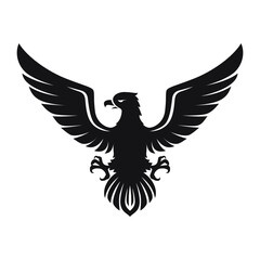 Vector depiction of a heraldic eagle with spread wings showcasing strength and majesty in a bold design
