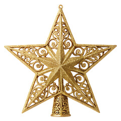 golden designer  star for decoration in festival isolated on a white background