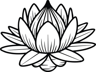 Minimalist hand drawn lotus flower outline icon vector