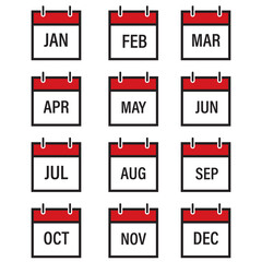 Set of Calendar icon vector design. Set of Table Calendar icon silhouette design for logo, app, website. Calendar sign and symbol icon. Vector illustration.