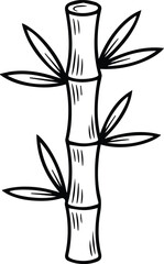 Minimalist hand drawn bamboo plant outline icon vector