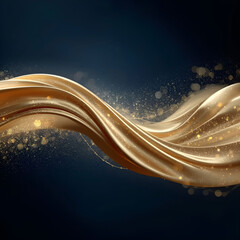 Golden silk wave with delicate folds and intricate texture, soft reflective highlights.