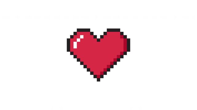Heartbeat themed blinking heart animation showing a soft pulsing pixel styled heart gently blinking on a bright clean background nonlooped prores alpha channel 4k 60fps