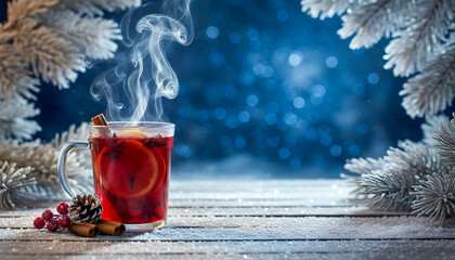 Premium winter cosmetic background, soft snow surface, subtle sparkling frost texture, vertical thermometer with a blue glowing indicator, cold icy atmosphere, light snowfall particles in the air, bri