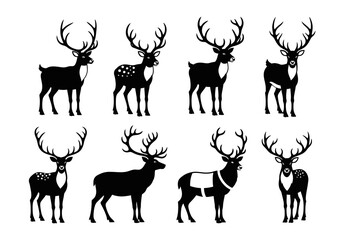 set of deer silhouettes, Christmas decoration, Christmas ornament.