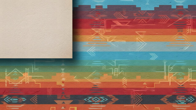 Colorful Striped Native American Pattern Background with Texture and Copy Space