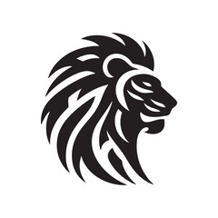 Obraz premium tribal warrior lion vector silhouette clip art logo design illustration. abstract warrior lion icon set collections