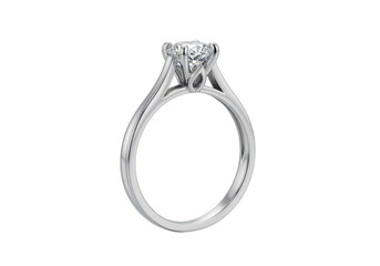 Elegant diamond solitaire engagement ring isolated on transparent background for jewelry websites and luxury ads
