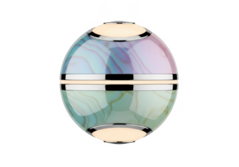 Orbital sphere lamp with marbled glass and chrome accents isolated on transparent background home decor, lighting, accent piece