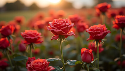 AI Generated Red rose flower, a beautiful picture of pink colour flower plant A symbolisation of love