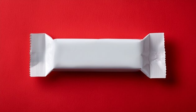 White Candy Bar Wrapper On Red Background