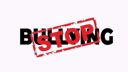 Word bullying crossed out with a stop stamp. Suitable for anti bullying campaigns, educational materials, and social media posts promoting kindness and awareness.