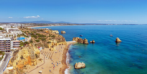 Aerial panorama from Praia D'Ana in Lagos Portugal