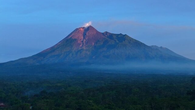 Aerial view of Mount Merapi in Klaten, Indonesia.