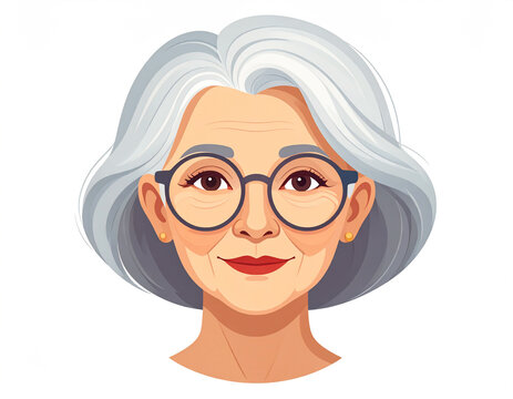 Portret starszej kobiety w okularach ilustracja - babcia avatar