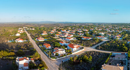 Aerial panorama from Vale de Telha on the westcoast in the Algarve Portugal