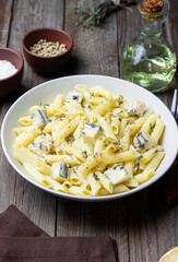 Pasta with blue cheese. Healthy eating. Vegetarian food.