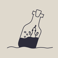 hand drawn poison bottle cartoon illustration