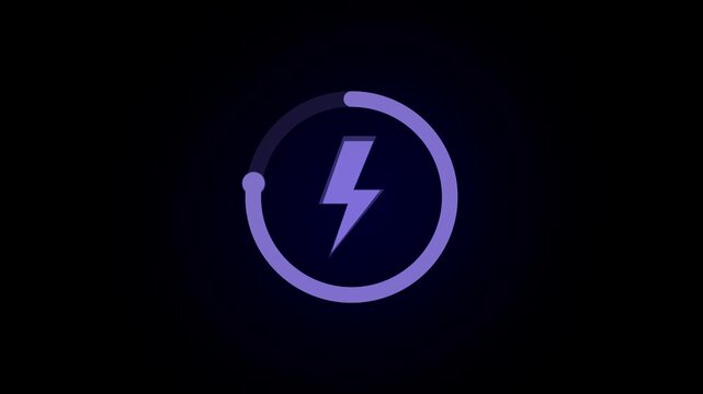 Modern minimalist circular progress bar with a purple lightning bolt symbol on a dark background