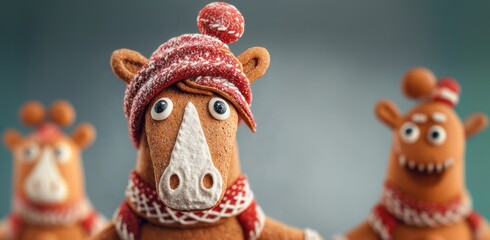 Festive Gingerbread Horse and Friends A Whimsical Holiday Celebration, Ready for Your Christmas Projects