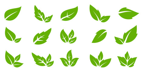 Leaf vector symbol, leaf illustration or leaf emoji in flat style. Spring leaf design, ecological nature theme.	
