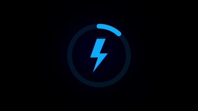 Abstract blue lightning bolt symbol within a circular progress bar on a dark background