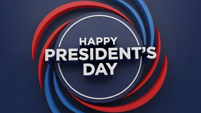Happy presidents day greeting card with usa flag colors on dark blue backdrop - Powered by Adobe