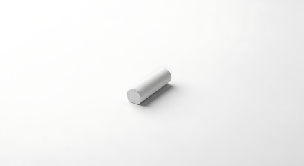A single piece of white chalk lying horizontally on a plain white background with soft shadows around it ai generated