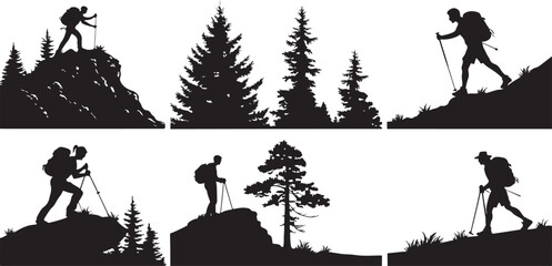 Collection of six distinct silhouette illustrations