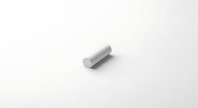 A single piece of white chalk lying horizontally on a plain white background with soft shadows around it ai generated - Powered by Adobe