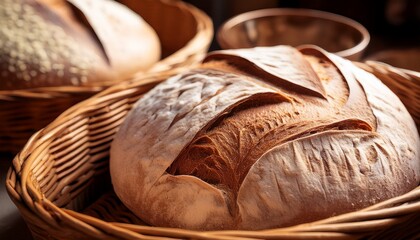 Bread Proofing Whole Grain Dough In Rattan Baskets Before Baking Yeast Free Sourdough Bread
