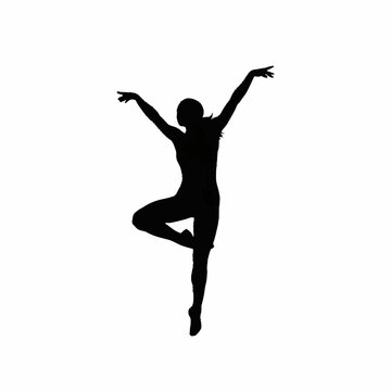 Silhouette of a Dancer in Elegant Pose with Arms Raised.