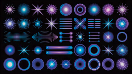 Abstract glowing geometric shapes pattern collection modern design