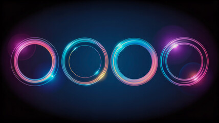 Vibrant neon glowing circles abstract background design illustration