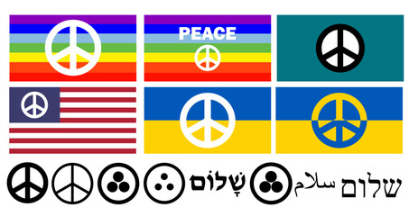 Various Peace Flags, Signs and Symbols