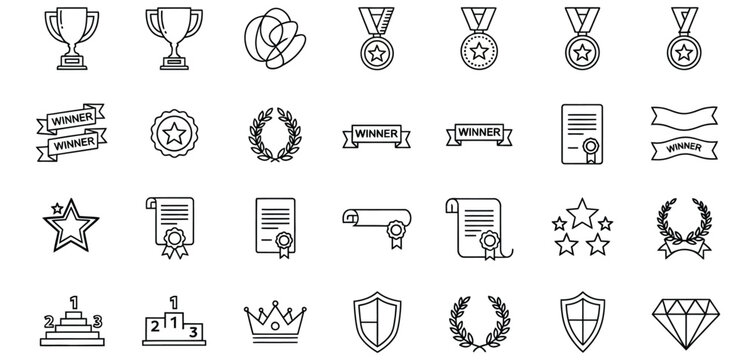 Collection of award and recognition icons and symbols