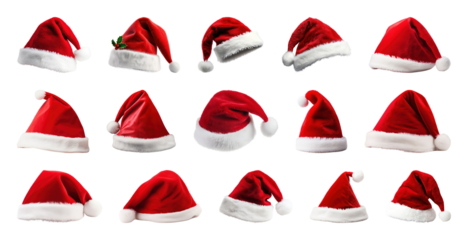 PNG Various festive Santa hats collection, element set on transparent background