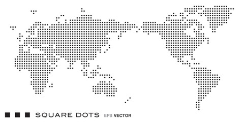 Fototapeta premium Minimal Square-Dot World Map Vector in Monochrome for Web and Infographic Design