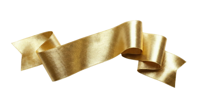 Gold ribbon banner waving. Celebration tape concept