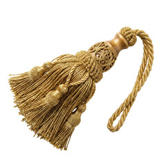 Gold curtain tassel fringe. Luxury interior concept