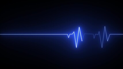 Animated Neon EKG Line Forming a Heart Shape. Abstract neon heartbeat signal icon animation black background - Powered by Adobe