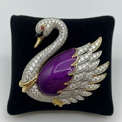 Cute Elegant Swan Pin with Purple Stone Detail in a Stylish Background