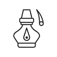 Ink bottle and droplet line art icon clean minimalist creative writing concept Vector illustration