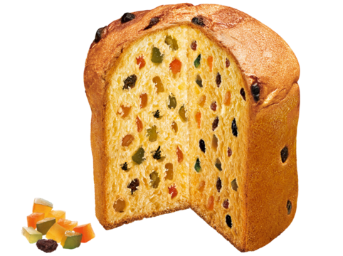 panetone de frutas cristalizadas isolado em fundo transparente