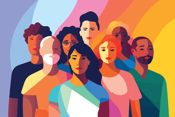 Fototapeta premium inclusive group of people adob isolated vector style illustration