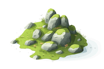 rocks with moss isolated vector style with transparent background illustration