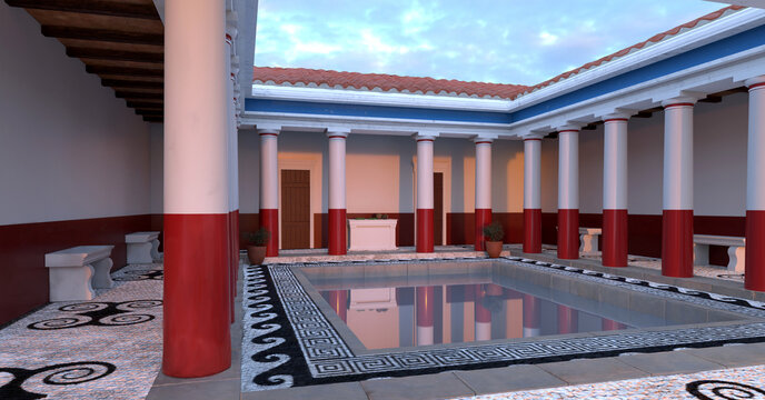 Peristyle of a house in ancient Greece (classical period)