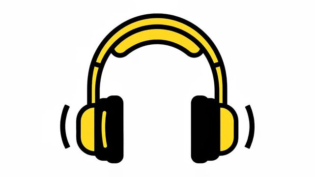 Stylized yellow and black headphones isolated on white background